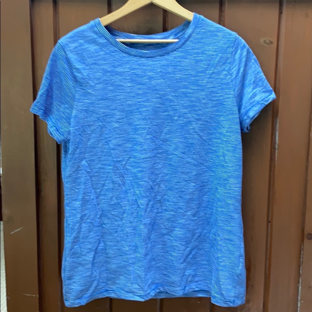 Blue and white striped top